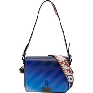 Off White Binder Clip Flap Bag Striped Leather Small $1250